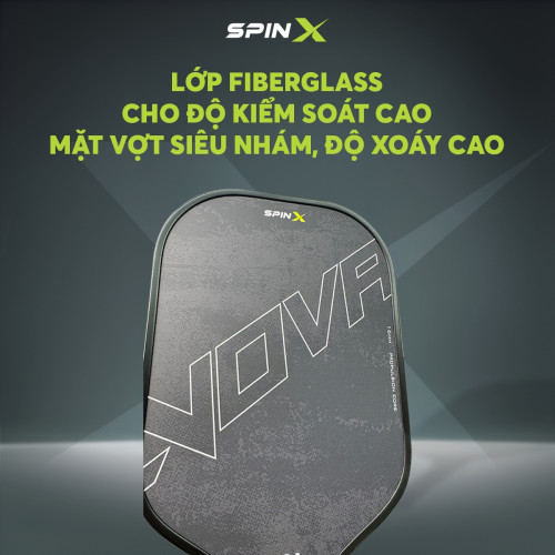 Vợt Pickleball SpinX NOVA Chính Hãng - Màu Đen - 16mm - Bền Bỉ - Siêu Nhám - Chuẩn Thi Đấu USA - Toàn Diện - Tạo Xoáy Tốt